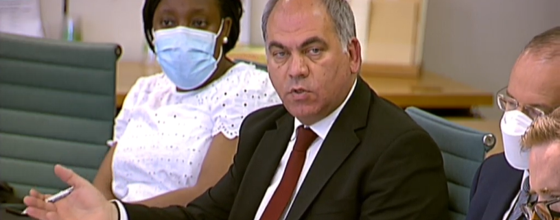 Bambos speaking during the evidence session of the Bill Committee
