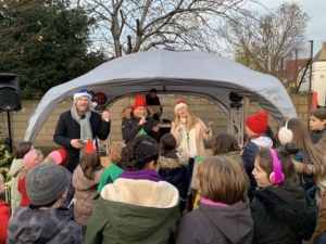 The teachers' karaoke at Hazelwood School's Christmas Fayre