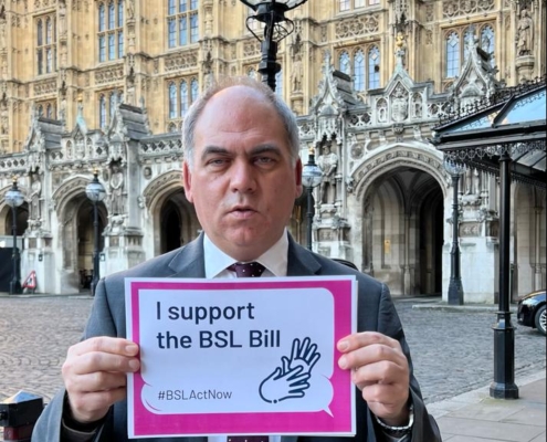 Bambos supporting the British Sign Language Bill