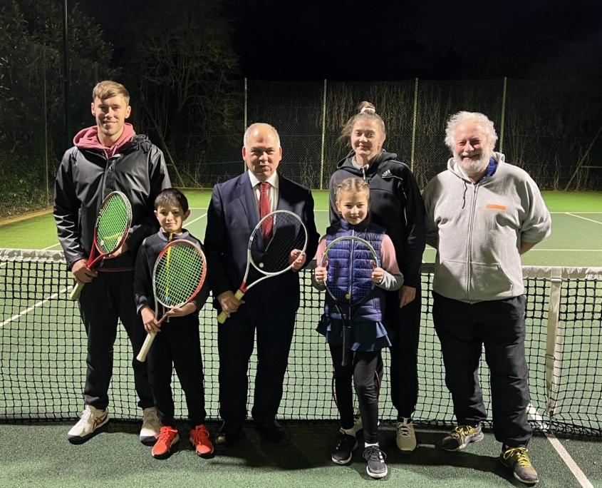 Bambos with coaches and juniors at Conway Tennis Club