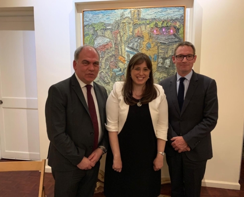 Bambos meeting Israeli Ambassador to the UK Tzipi Hotovely and the British Ambassador to Israel Neil Wigan