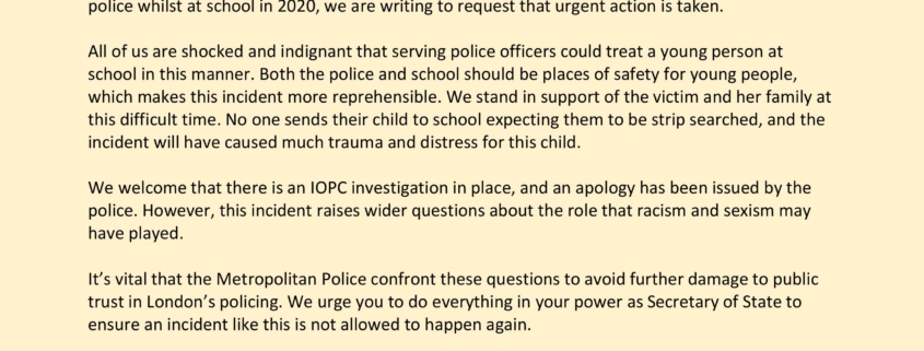 Letter to Priti Patel re Child Q