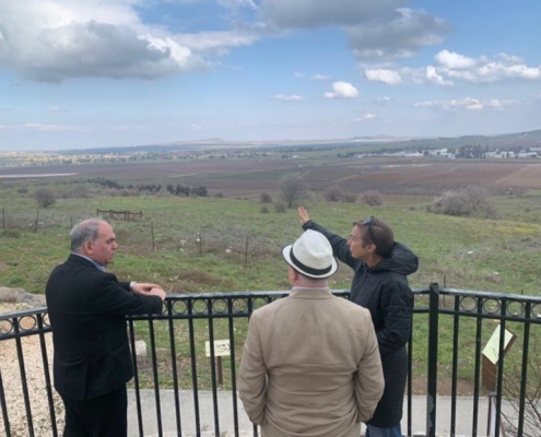 Bambos and Steve McCabe MP at Israel's border with Lebanon