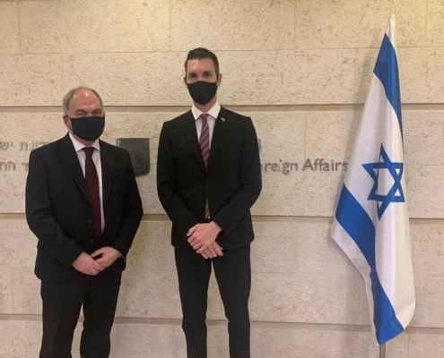 Bambos meeting Israel's deputy foreign minister Idan Roll