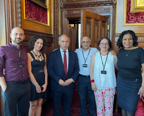 Bambos Charalambous MP with Janet Daby MP, Anoosheh Ashoori and family in Parliament