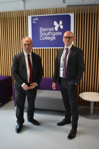 Bambos Charalambous MP and Principal Neil Coker at Barnet and Southgate College