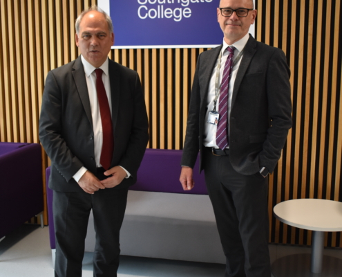 Bambos Charalambous MP and Principal Neil Coker at Barnet and Southgate College