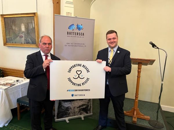 Bambos Charalambous MP joining Battersea Dogs and Cats home in Parliament for the Supporting Rescue campaign