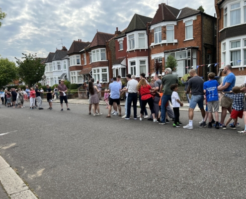 The tug of war at the Ulleswater Road Jubilee street party