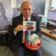 Bambos Charalambous MP participates in the Big Plastic Count photographed in his constituency office
