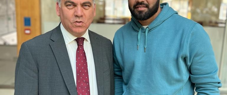 Bambos Charalambous MP with Azeem Rafiq in Parliament