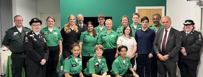 Bambos Charalambous MP with cadets at the St John Ambulance training centre in Enfield