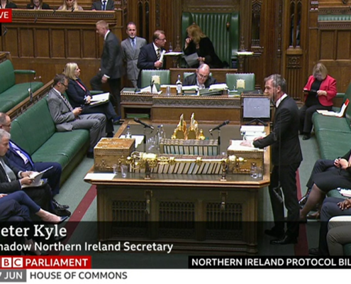 House of Commons during second reading of the Northern Ireland Protocol Bill