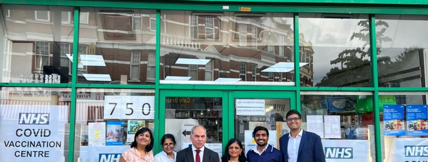 Bambos Charalambous MP visiting local pharmacy Atkinsons Chemists in Winchmore Hill