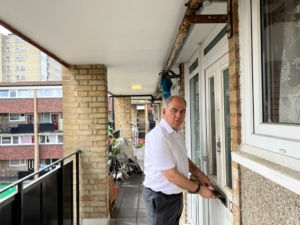 Bambos Charalambous MP delivering summer leaflets in Arnos Grove
