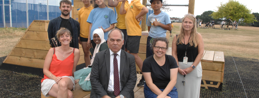 Bambos Charalambous MP visiting Tottenhall Recreation Ground to open the new play equipment