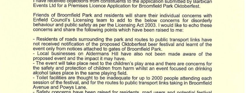 Oktoberfest letter Bambos Charalambous MP