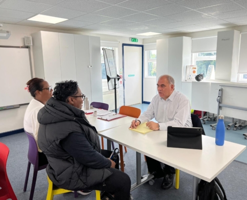 Bambos Charalambous MP during his constituency advice surgery at Eversley Primary School