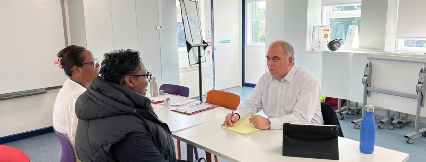 Bambos Charalambous MP during his constituency advice surgery at Eversley Primary School