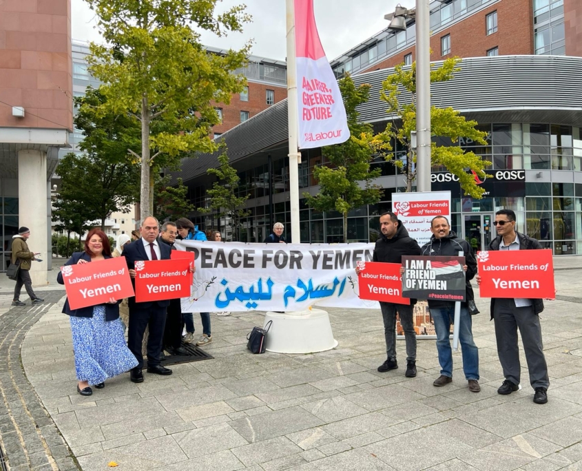 Bambos Charalambous MP at Labour Friends of Yemen's vigil for peace in Liverpool