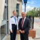 Bambos Charalambous MP and Borough Commander Caroline Haines outside Wood Green Police Station