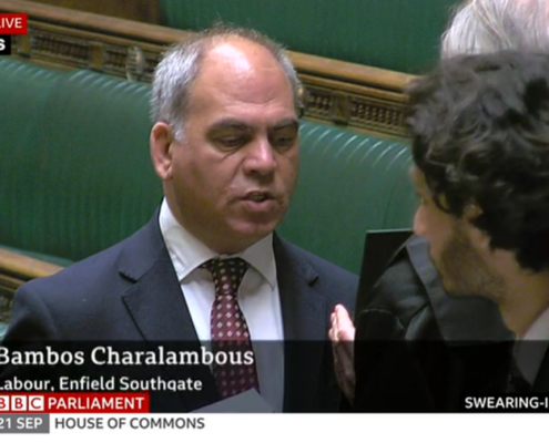 Bambos Charalambous MP swearing the oath of allegiance in the House of Commons
