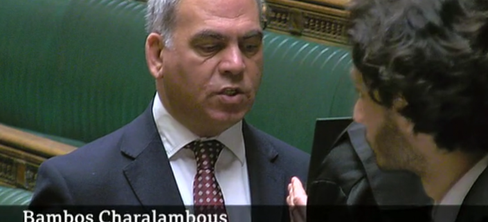 Bambos Charalambous MP swearing the oath of allegiance in the House of Commons