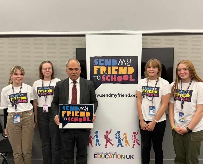 Bambos Charalambous MP supporting the Send My Friend to School campaign at Labour Conference