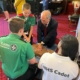Bambos Charalambous MP learning lifesaving CPR skills with the St John Ambulance team in Parliament on Tuesday