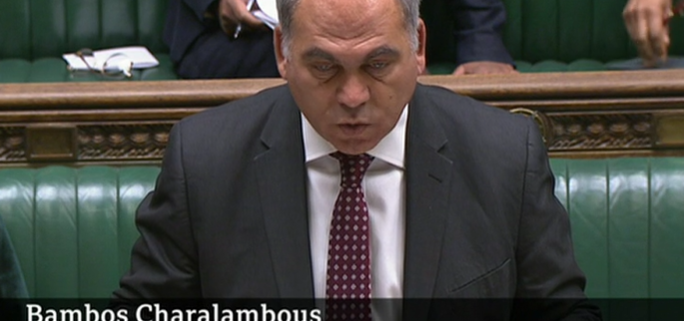 Bambos Charalambous speaking during the Iran Urgent Question