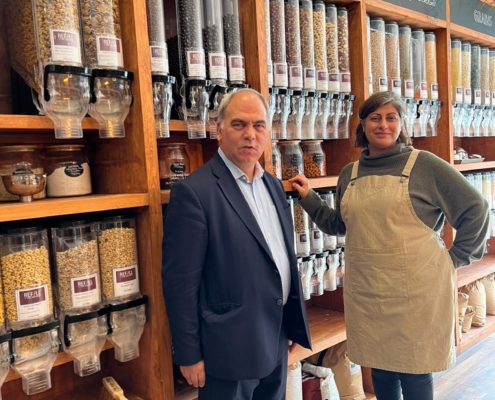 Bambos Charalambous MP visiting Refill @ the Grange in Grange Park