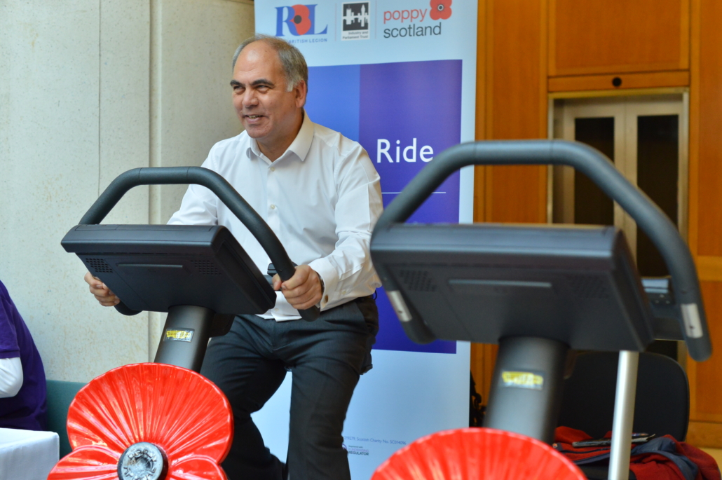 Bambos Charalambous MP taking part in this year's poppy ride with the Royal British Legion
