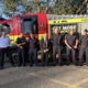 Bambos Charalambous MP and firefighters outside Southgate Fire Station