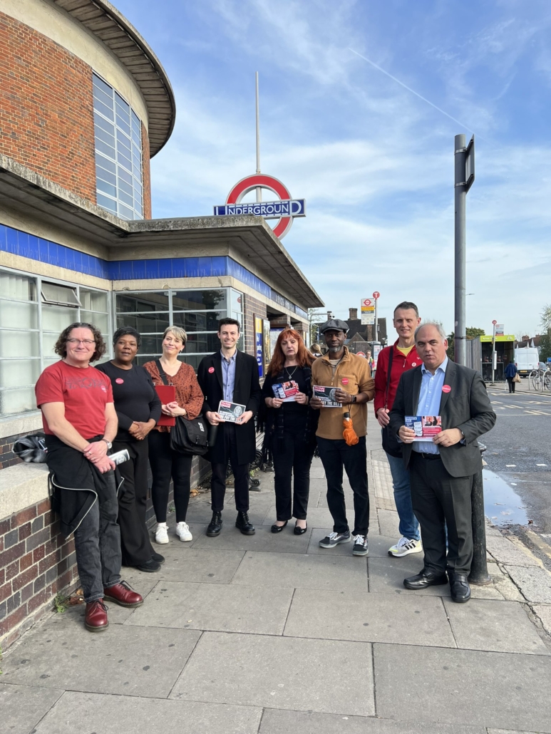 Bambos Charalambous MP and campaigners during Enfield Southgate's National Campaign Day
