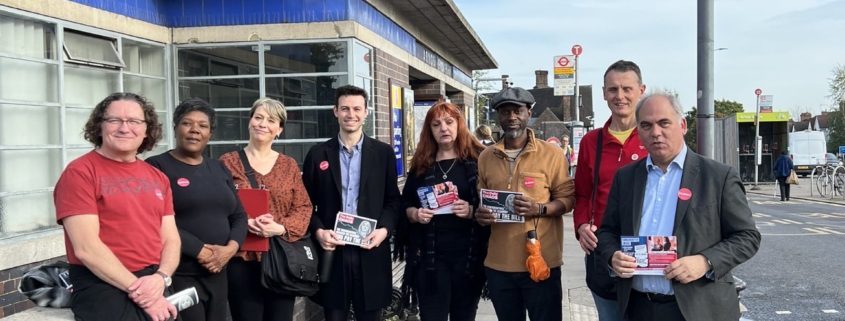 Bambos Charalambous MP and campaigners during Enfield Southgate's National Campaign Day