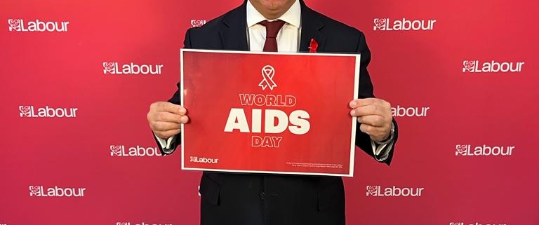 Bambos Charalambous MP supporting World Aids Day in Parliament