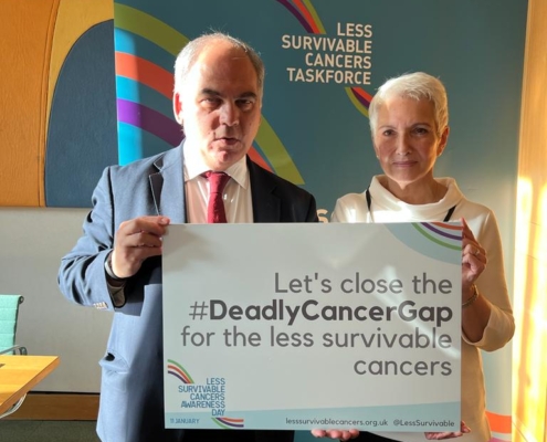 Bambos Charalambous MP and Monica from Liver Trust in Parliament to mark Less Survivable Cancers Awareness Day