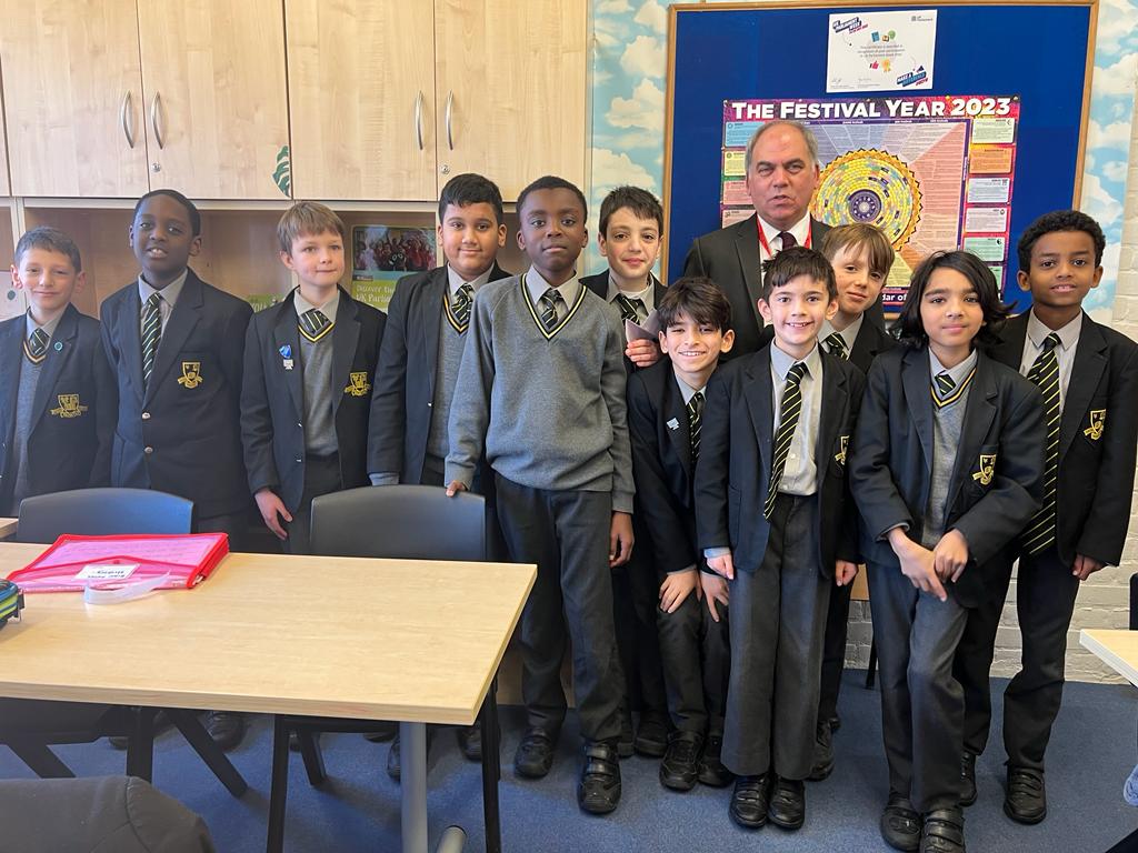 Bambos Charalambous MP pictured with pupils at Keble Prep
