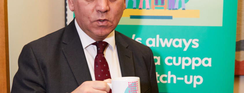 Bambos Charalambous MP supporting Brew Monday with Samaritans