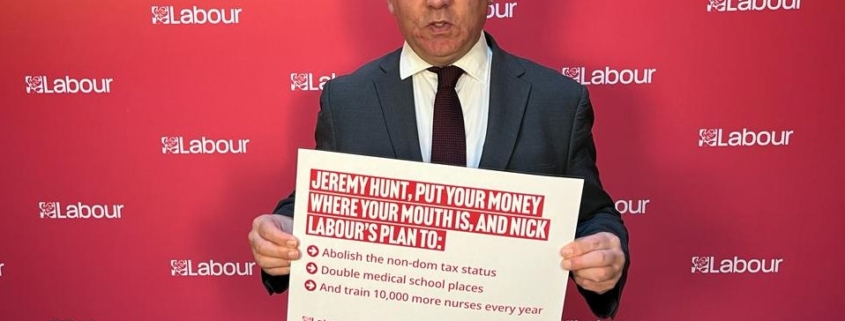 Bambos Charalambous MP supporting Labour's plans to invest in the NHS workforce and scrap non-dom tax status