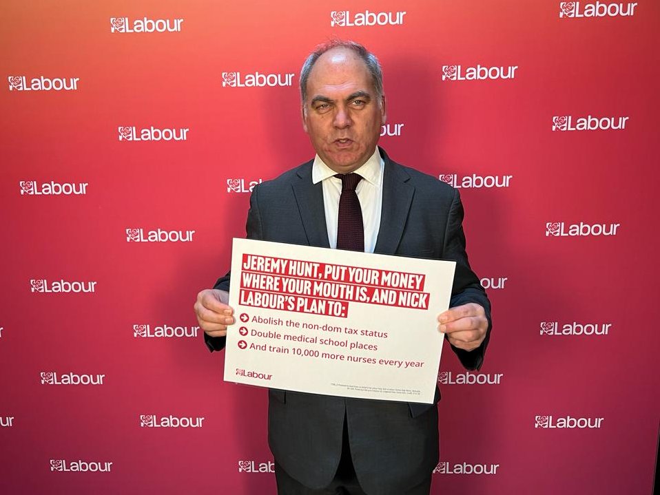 Bambos Charalambous MP supporting Labour's plans to invest in the NHS workforce and scrap non-dom tax status