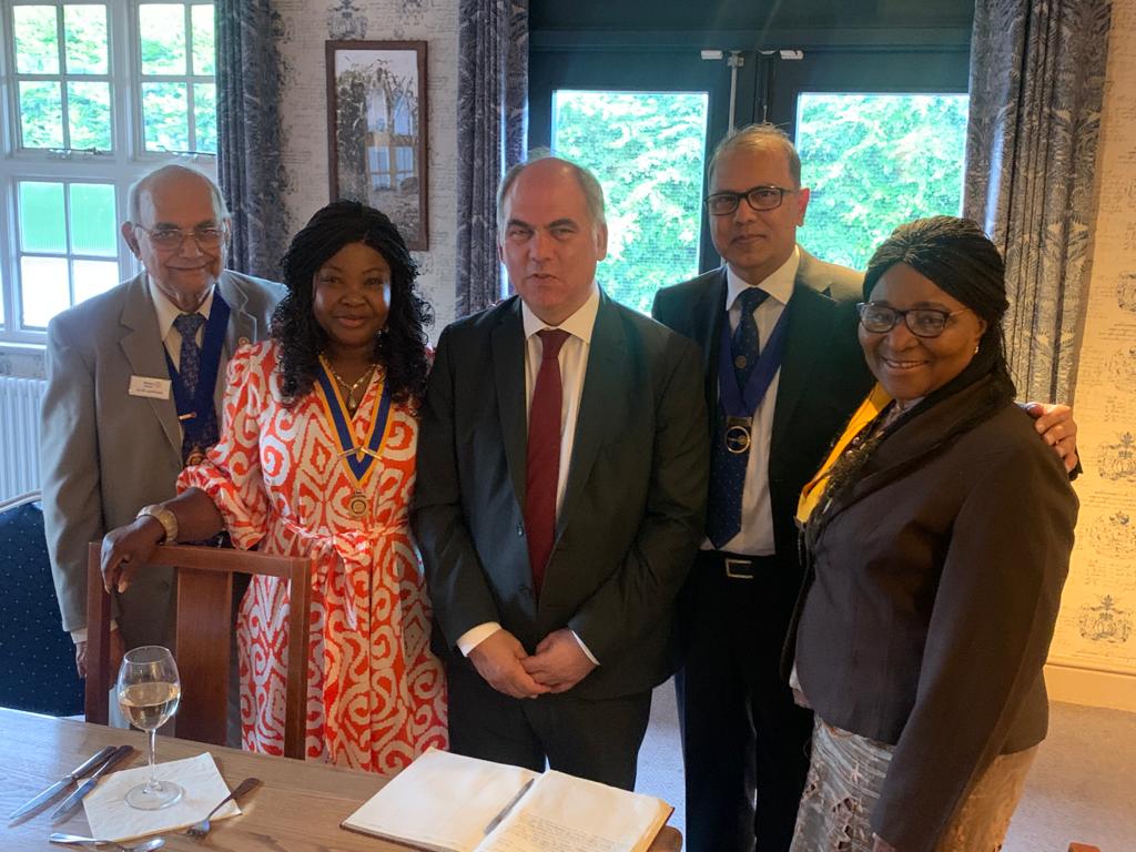 Bambos Charalambous MP with Cllr Doris Jiagge, Pat Ekechi, Mohammed Ali and Alok Agrawal at the Southgate Rotary Club dinner