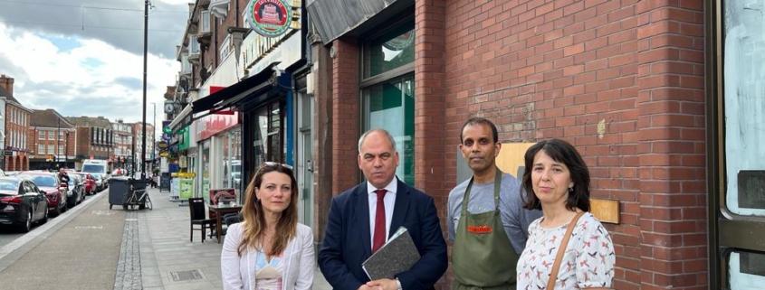 Bambos Charalambous MP with local residents outside the 369-371 Green Lanes site