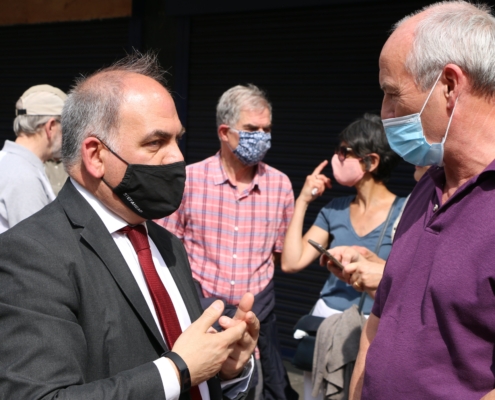 Bambos Charalambous MP at the Merkur Slots protest in 2021