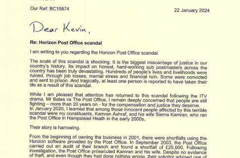 Letter to Kevin Hollinrake MP 1