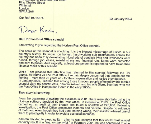 Letter to Kevin Hollinrake MP 1