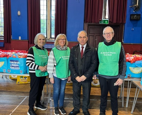 Bambos Charalambous MP at St Monica's Church Food Bank in Palmers Green