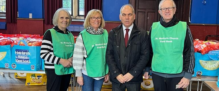 Bambos Charalambous MP at St Monica's Church Food Bank in Palmers Green