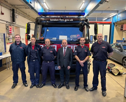 Bambos Charalambous MP at Southgate Fire Station with the Green Watch team