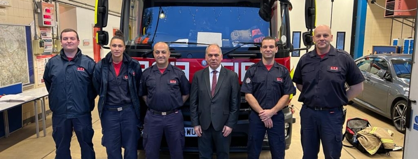 Bambos Charalambous MP at Southgate Fire Station with the Green Watch team